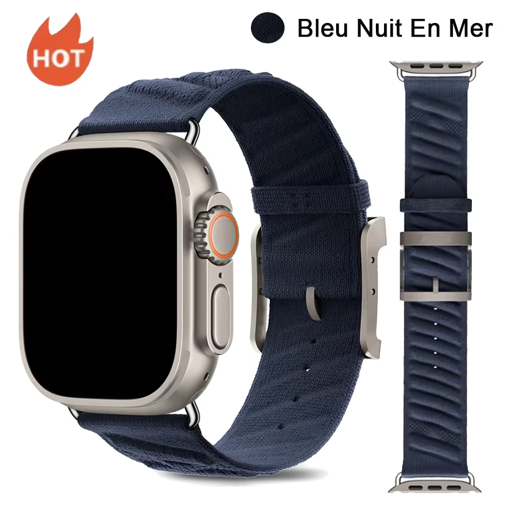 Nouveau bracelet En Mer Bleu Nuit Single Tour pour Apple Watch Ultra 1-3 Series 10 9 8 7 6 5 4