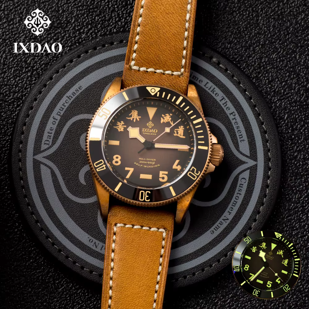 IPOSE IX & DAO 2025 nouvelle montre mécanique automatique pour hommes en Bronze PT5000 saphir rétro cuir étanche 20Bar Reloj Hombre