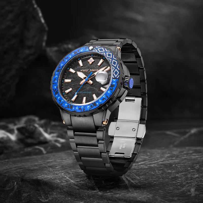 WM montre automatique mécanique marque originale montres édition limitée Collaboration série plongée Welly Merck montre-bracelet pour homme