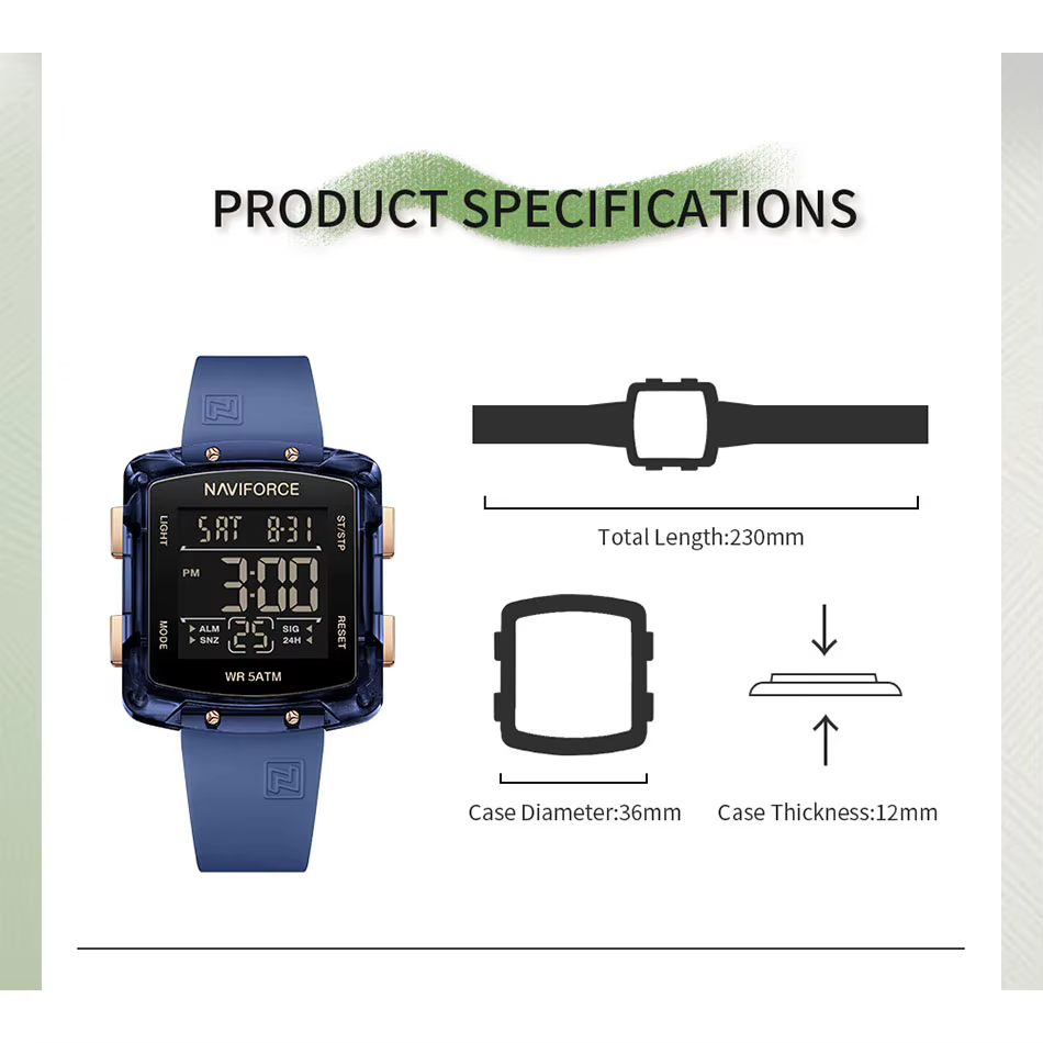 NAVIFORCE mode montres numériques femmes montre de sport étanche 50 M carré électronique