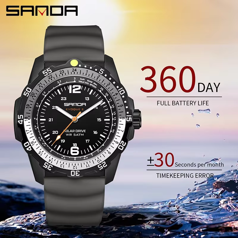 Montre solaire de luxe pour homme SANDA