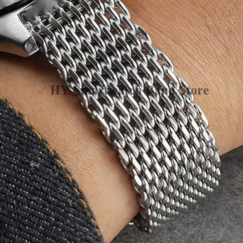 Bracelet de montre en acier maille requin pour Seiko 18mm 20mm 22mm 24mm