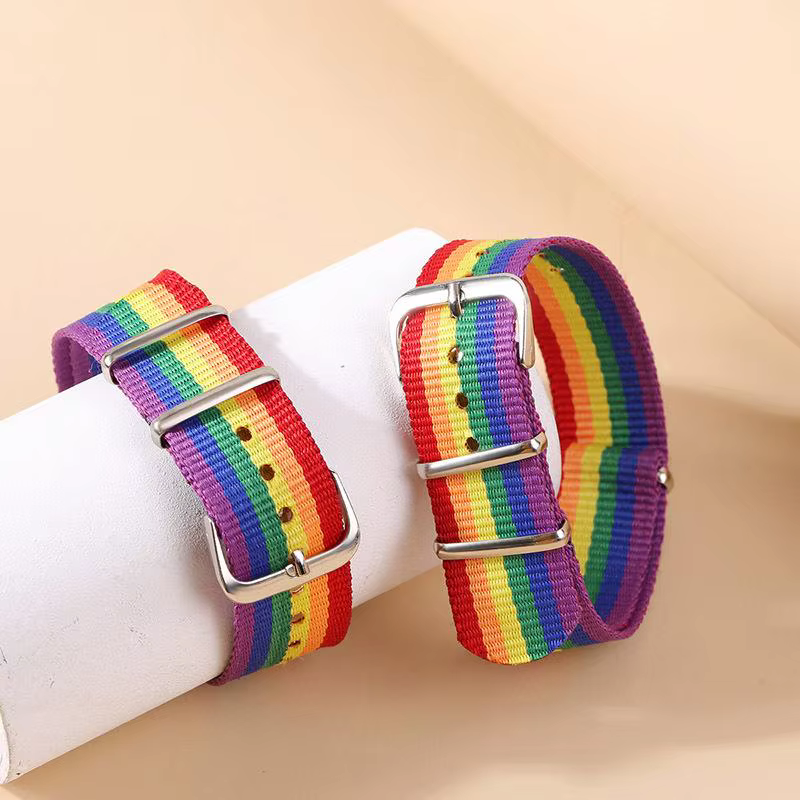 Bracelet arc-en-ciel personnalisé à la mode, couleur arc-en-ciel, pour Couple, en toile tissée d'été, cadeau d'amitié créatif