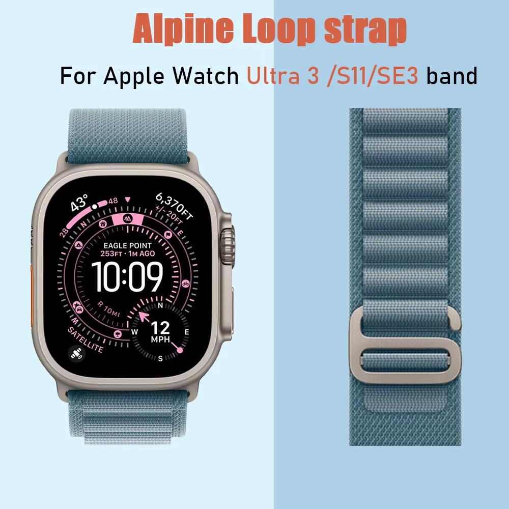 Bracelet à boucle alpine pour Apple Watch Ultra 3 bandes 49mm