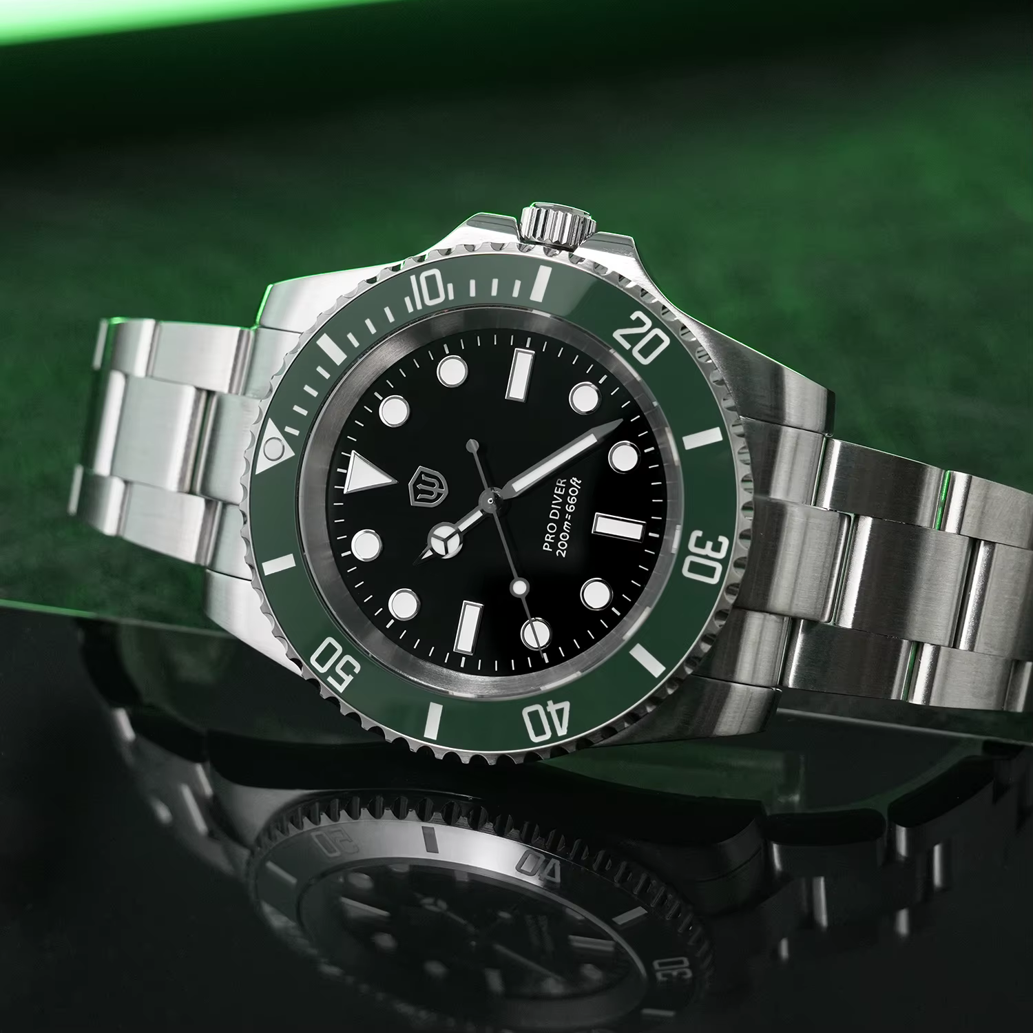 Watchdives VH31 balayage Quartz deuxième mouvement hommes montres acier inoxydable saphir 200M étanche cadran vert WD1680Q V2 montre