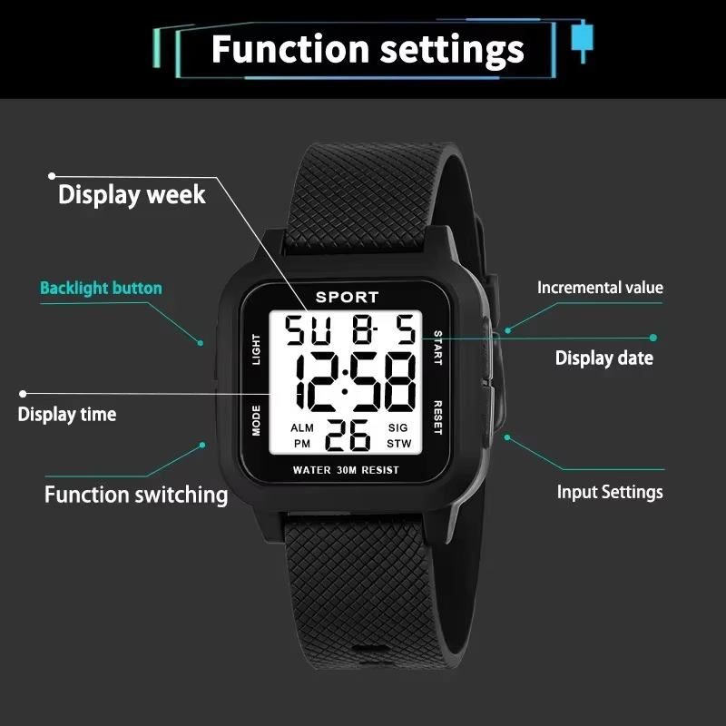 Montres de sport pour hommes montre électronique numérique Style rétro horloge