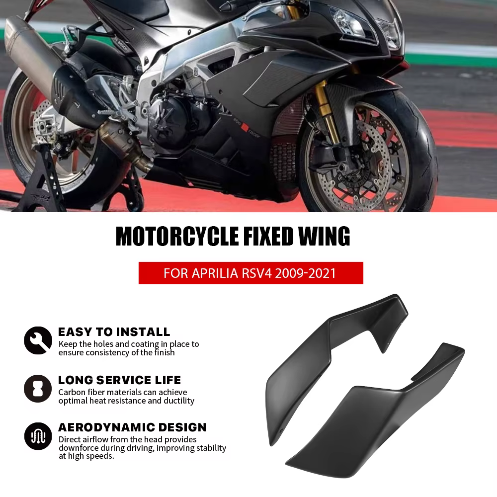Aile fixe de moto pour Aprilia RSV4 2009-2018 2019-2021, accessoire, nouveau kit d'ailes avant aérodynamiques, déflecteurs d'air ABS