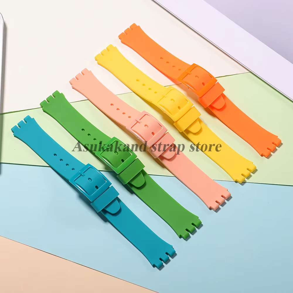 Bracelet de montre en Silicone rose pour Swatch