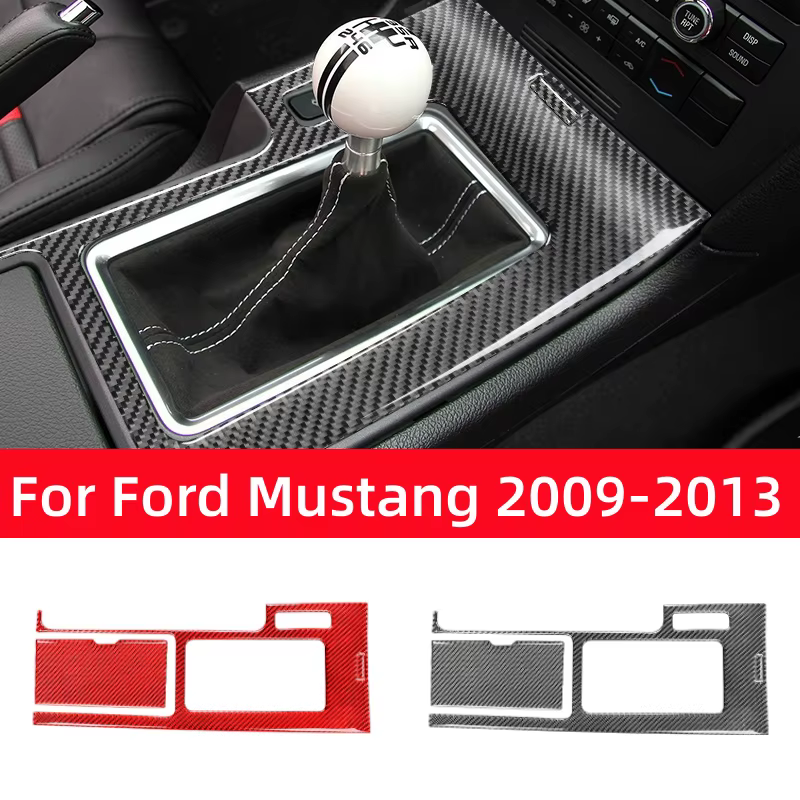 Accessoires pour Ford Mustang 2009-2014, panneau de console centrale de voiture, boîte de vitesses, autocollant décoratif, garniture intérieure en fibre de carbone
