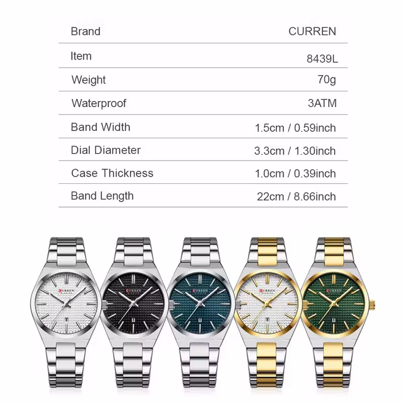 Montre Curren 8439L Luxury Gold Green pour femme