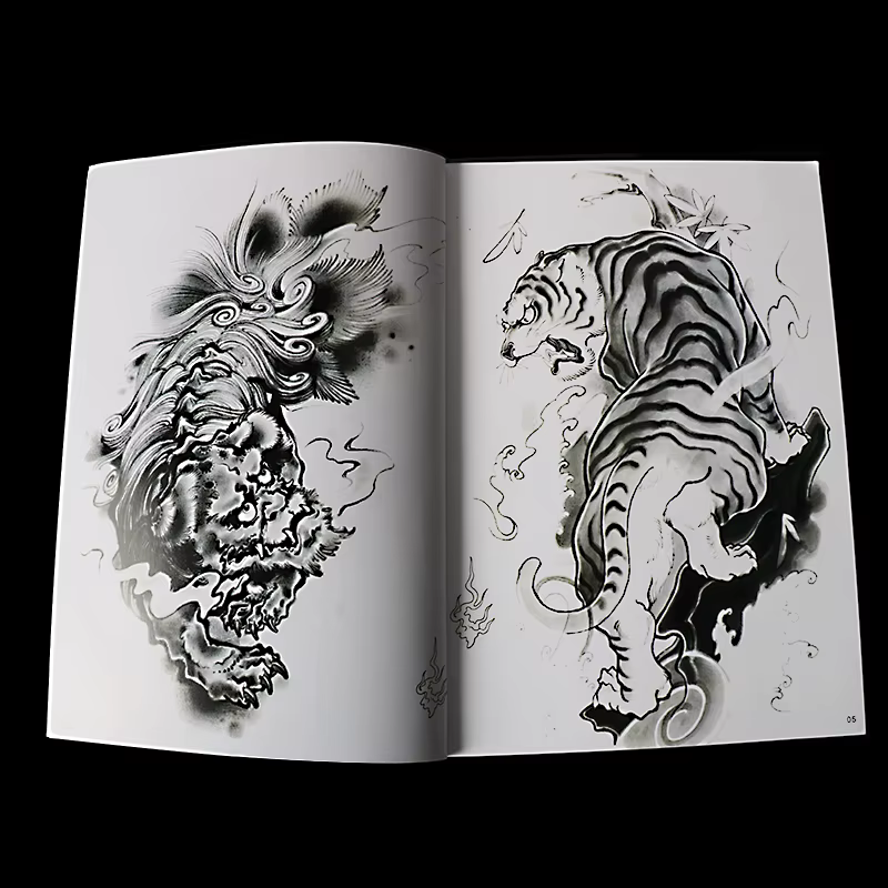 Livre de tatouage avec motifs de conception de ligne claire, accessoires de maquillage permanent et modèles de tatouage non temporaires populaires