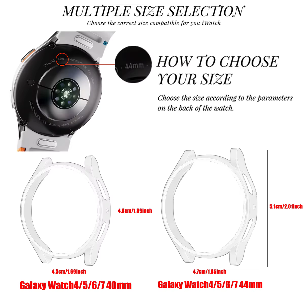 Galaxy Watch 4 5 6 40mm 44mm housse pour Samsung