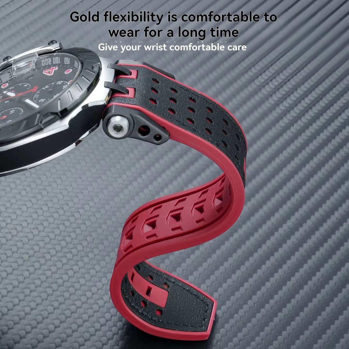 Bracelet de montre en cuir de vache et caoutchouc pour hommes