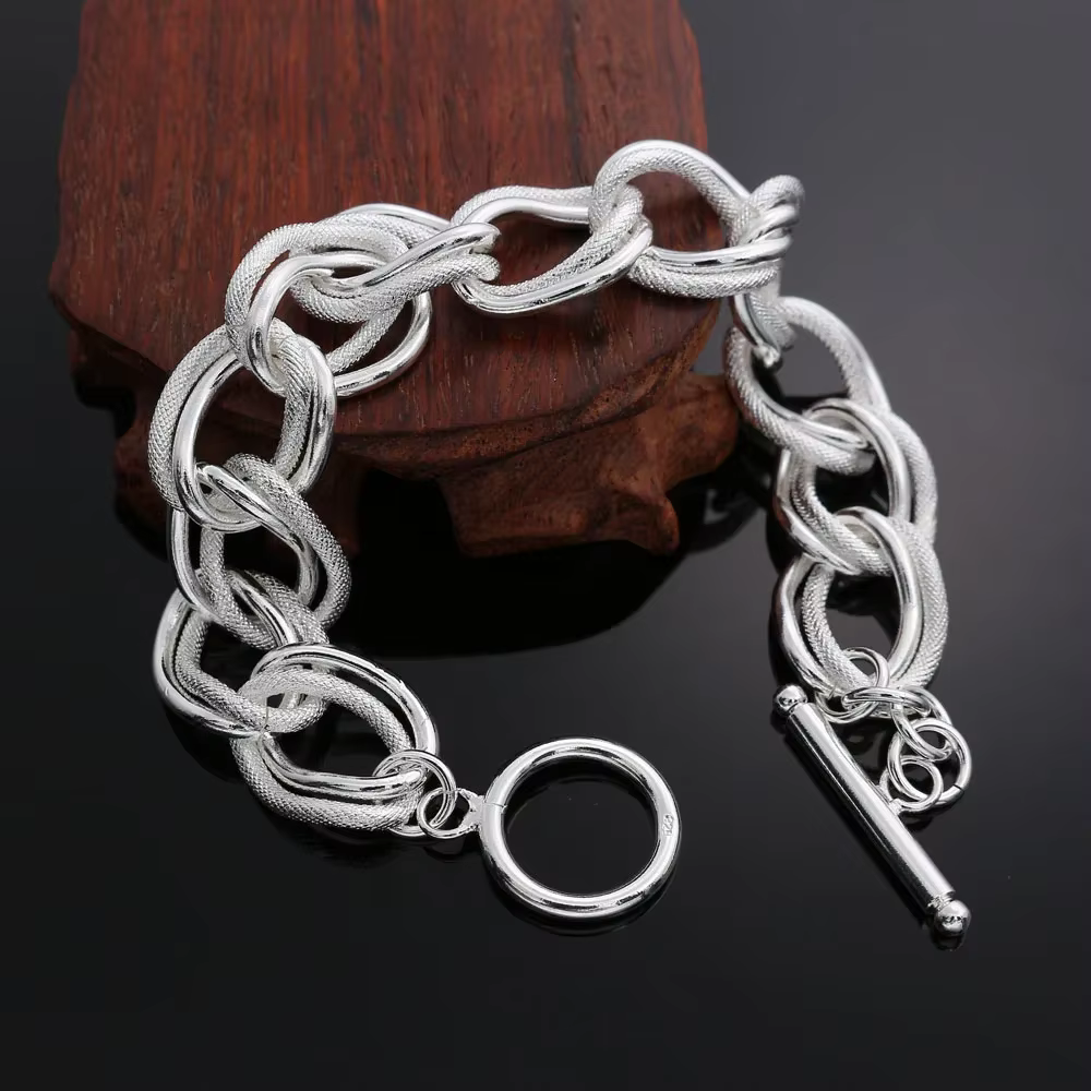 Bracelets en argent Sterling 925 pour femmes, belle chaîne à Double torsion, accessoires de fête de mariage, bijoux cadeaux de vacances