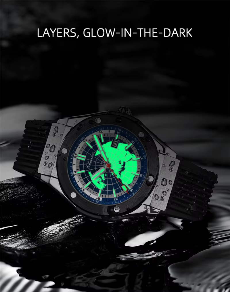 CHENXI 82442 montre à Quartz pour hommes décontracté Unique Sport montres marque carte du monde militaire étanche mâle