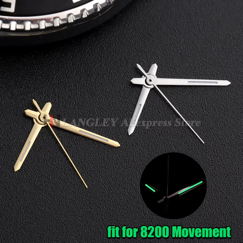 Aiguilles de montre 8200 argentées avec luminescence verte pour mouvement Citizen 8200/8215