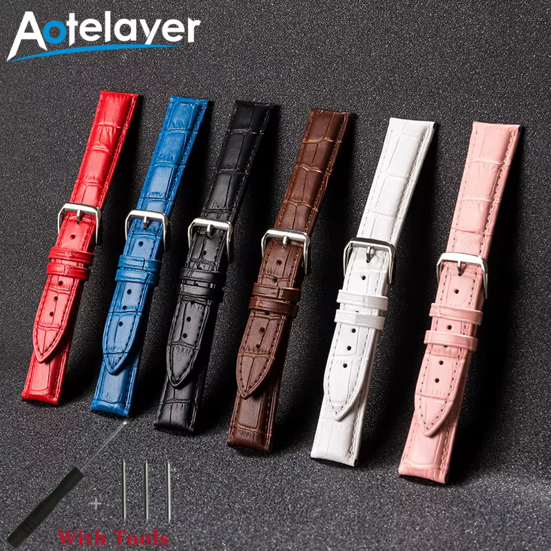 16mm 18mm 20mm 22mm 24mm bracelet de montre en cuir de veau à dégagement rapide pour femmes