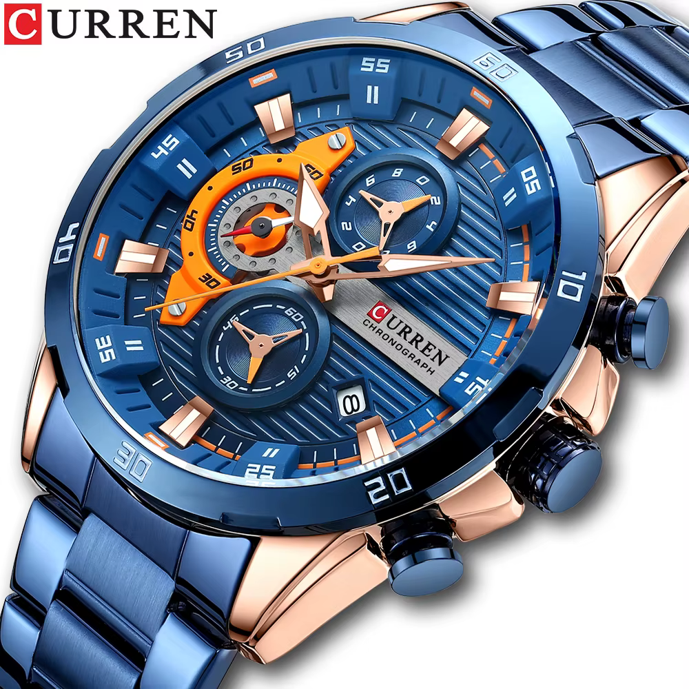 CURREN nouveau chronographe hommes montres pour Sport décontracté en acier inoxydable