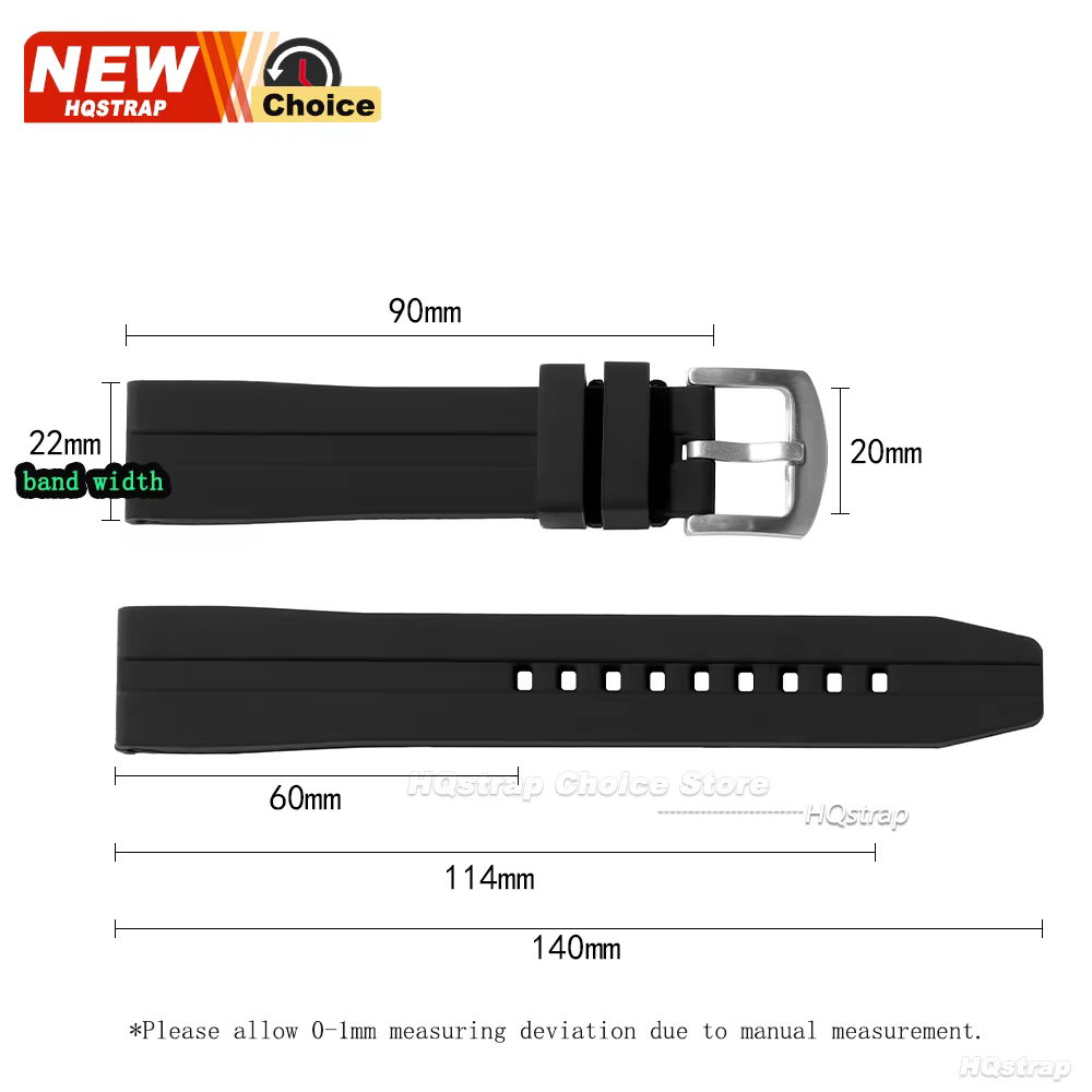 Grand bracelet de montre en Silicone 18mm 20mm 22mm 24mm longueur étendue sport
