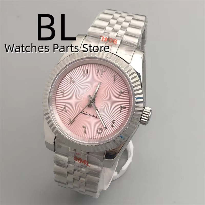 Montre pour homme avec cadran texturé à chiffres arabes bleu glace 36 mm 39 mm