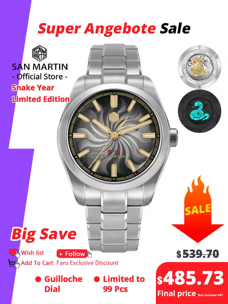 San Martin-Montre mécanique automatique pour homme