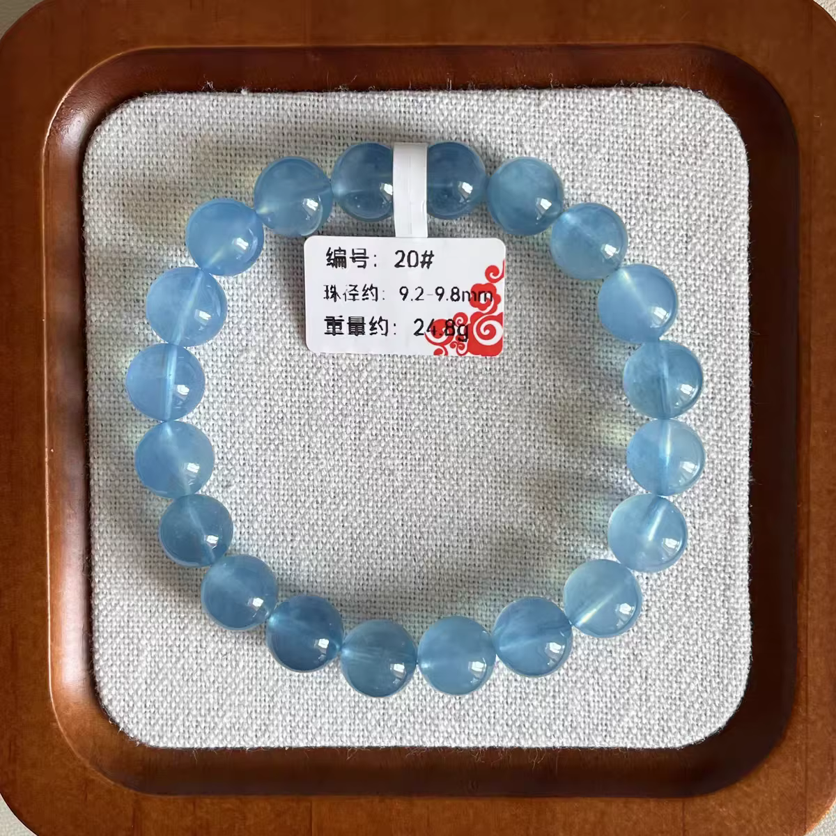 Bracelet de perles rondes transparentes en Quartz aigue-marine bleu naturel pour femmes et hommes, 8mm 9mm 10mm 11mm, aigue-marine brésilienne AAAAAA