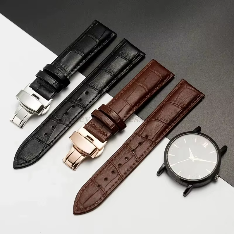Bracelet de montre en cuir véritable avec boîte