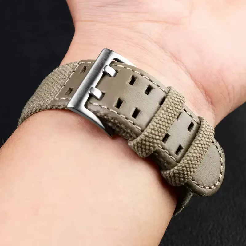 Bracelet de montre en cuir de toile 20mm 22mm pour Hamilton kaki/aviation/champ hommes sports de plein air
