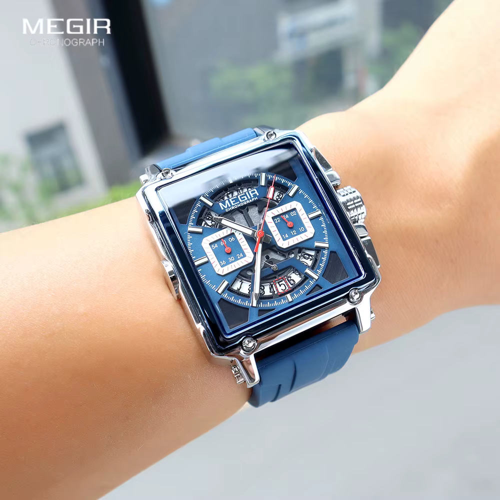 Montre à quartz bleu marine MEGIR pour homme