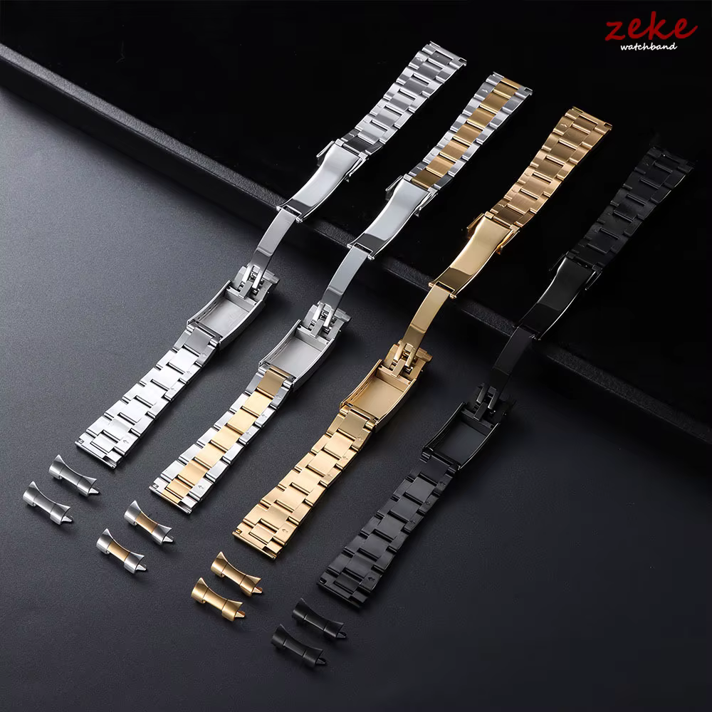 Bracelet de montre de luxe à extrémité plate incurvée