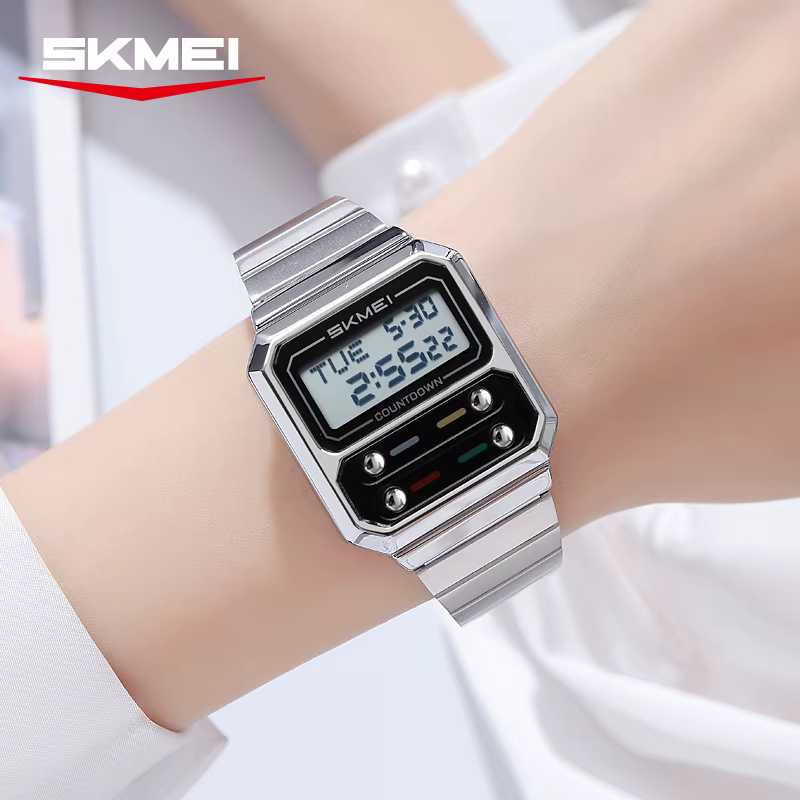 SKMEI 2448 luxe heure alarme Sport numérique électronique rétro montre pour femmes étanche Chrono montre-bracelet zegarek męski horloge