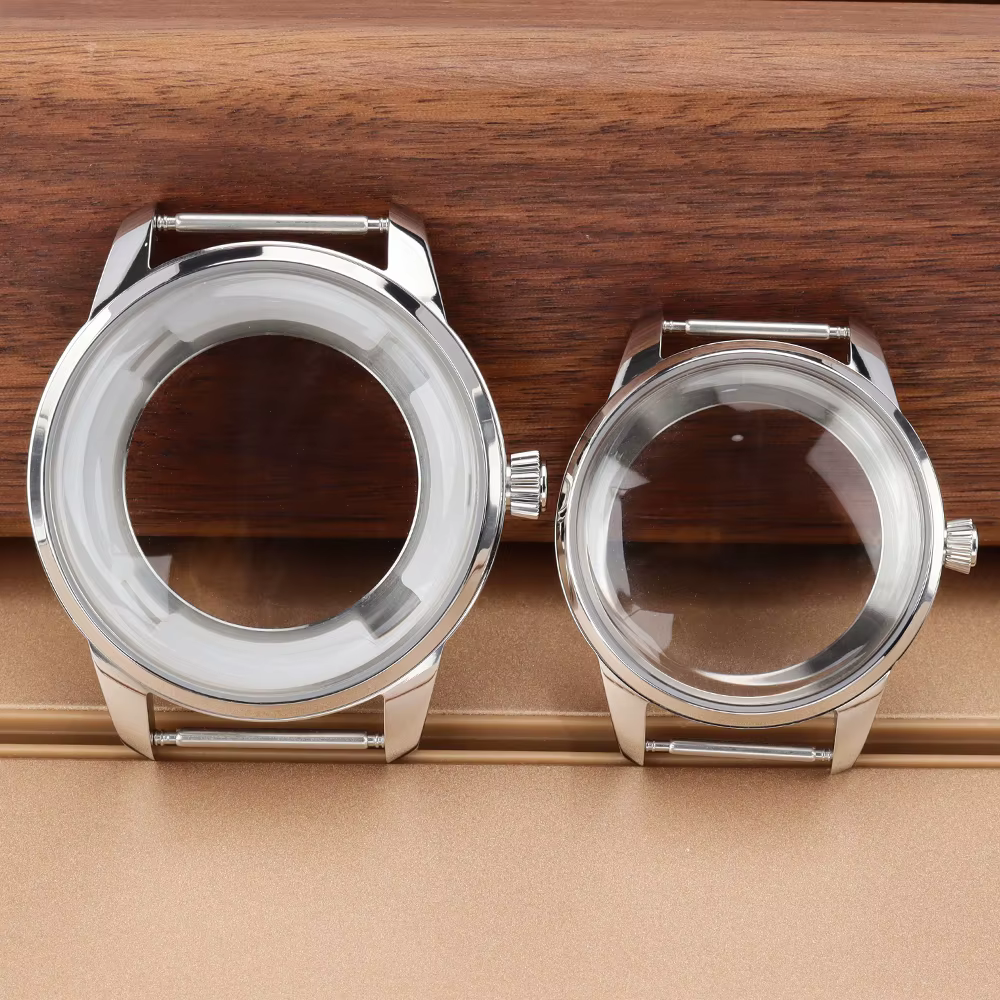 Boîtier de montre argenté 33MM/40MM avec verre bombé pour mouvements Seiko NH35 NH34 NH38