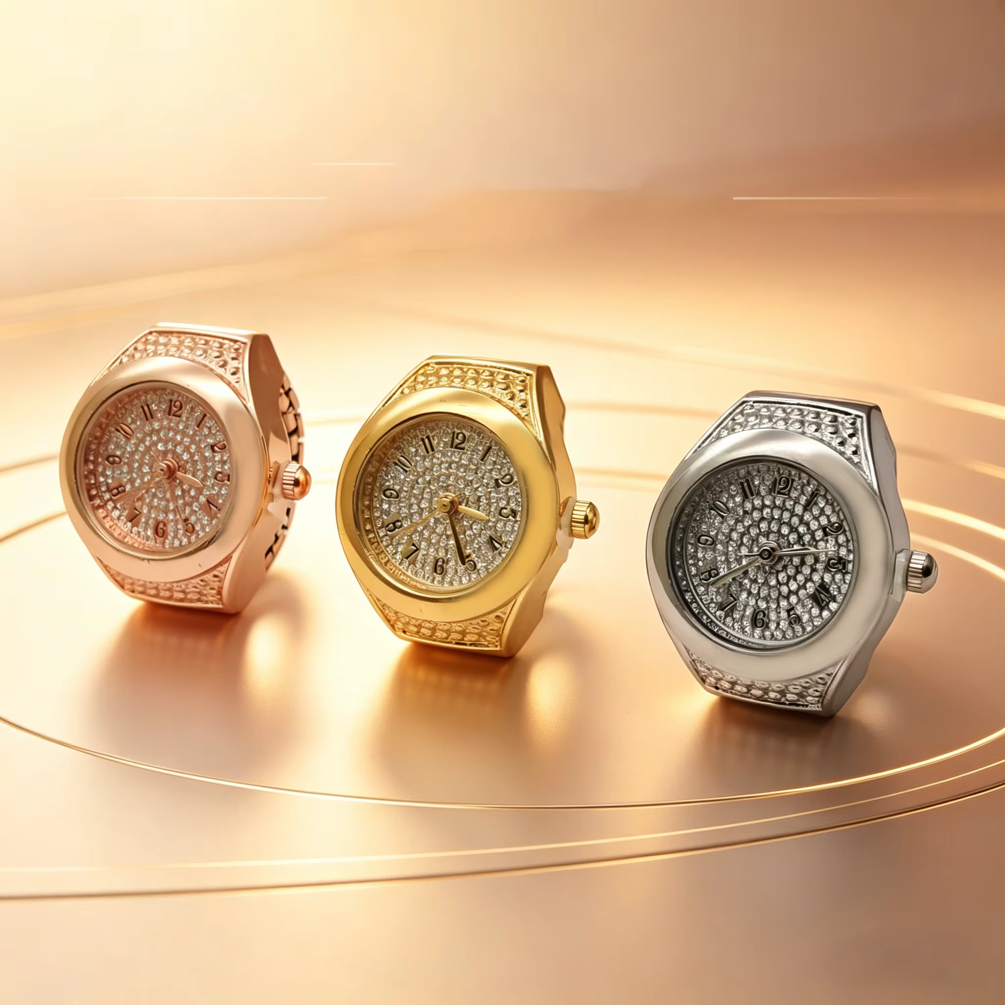 Montre bague pour femme avec strass