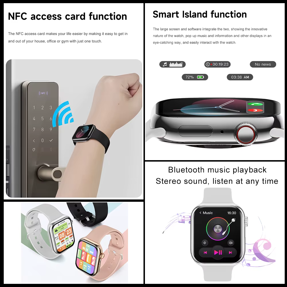 Pour Apple Watch 10 montre intelligente GPS NFC plus de personnalité cadran femmes surveillance de la santé Mode sport musique Bluetooth appel Smartwatch