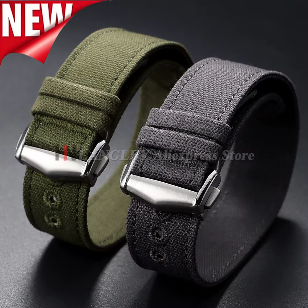 Bracelet de montre en nylon côtelé premium 20mm 22mm avec fermoir déployant pour Omega