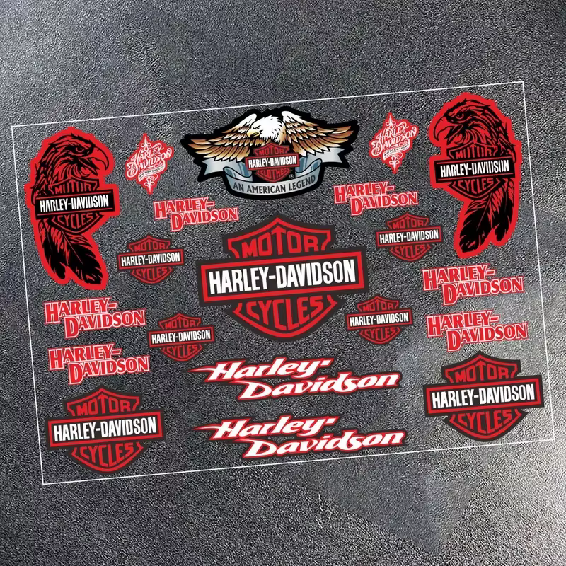 Ensemble d'autocollants emblèmes Harley Davidson - Lettres adhésives réfléchissantes pour la décoration DIY de moto et de casque