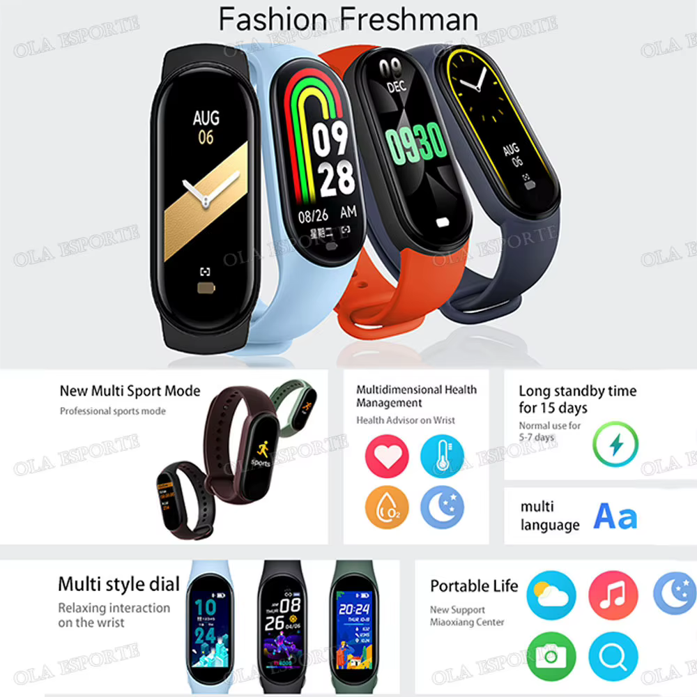 Nouveau sport montre intelligente contrôle de la musique Fitness calories piste Bracelet informations sur téléphone rappeler les étapes Bluetooth SmartWatch M9 bande