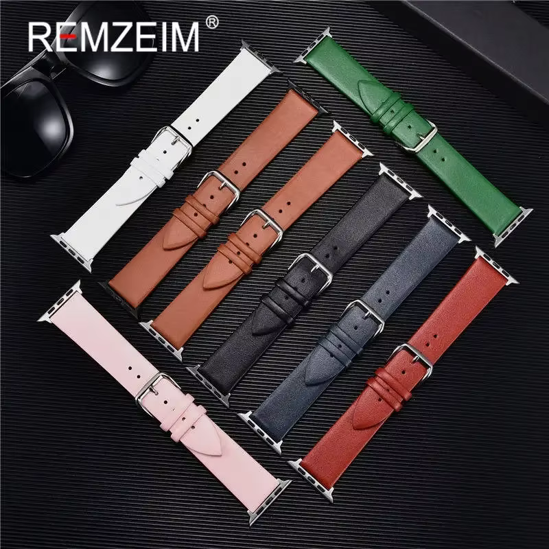 Bracelet en cuir véritable pour Apple Watch 8 7 6 SE 5 4 3 2 38mm 40mm 41mm