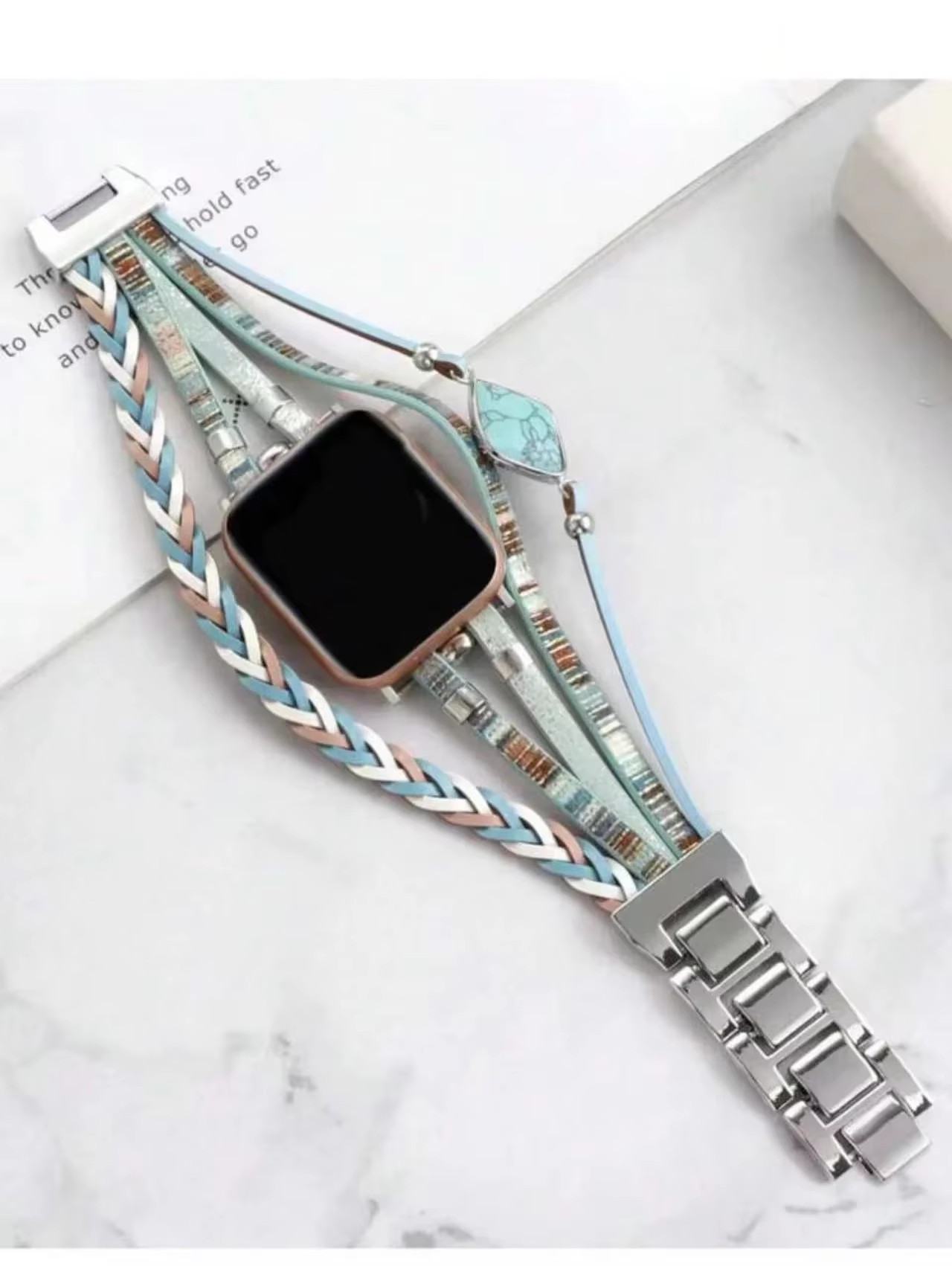 Bracelet à maillons tressés élégant pour Apple Watch Series S11 10/8/7/6/3/4/5/9 40mm 41mm 38mm 42mm 44mm 45mm 46mm