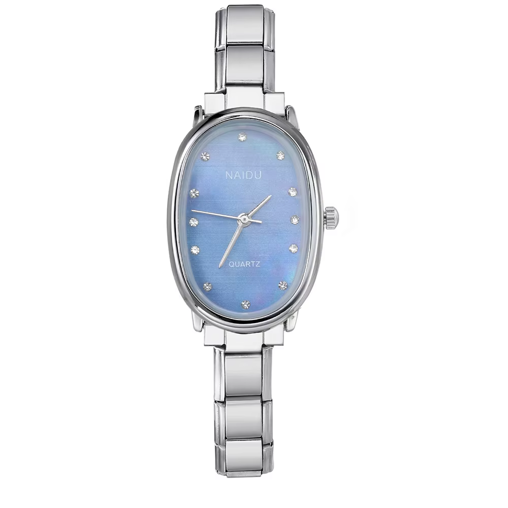GEMOSA Design de mode moderne ovale montres à quartz décontractées femmes dames en acier inoxydable largeur 9mm bracelet fête anniversaire cadeau parfait
