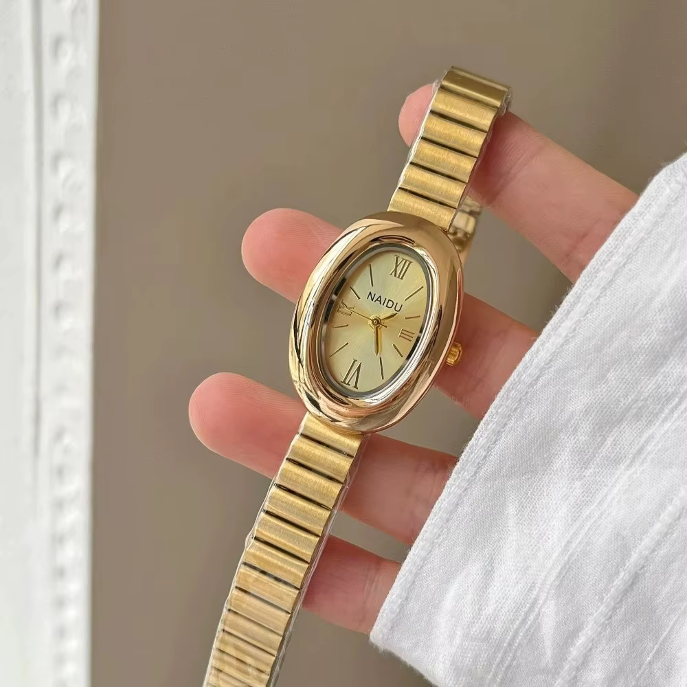Montres ovales pour femmes avec bracelet en acier inoxydable
