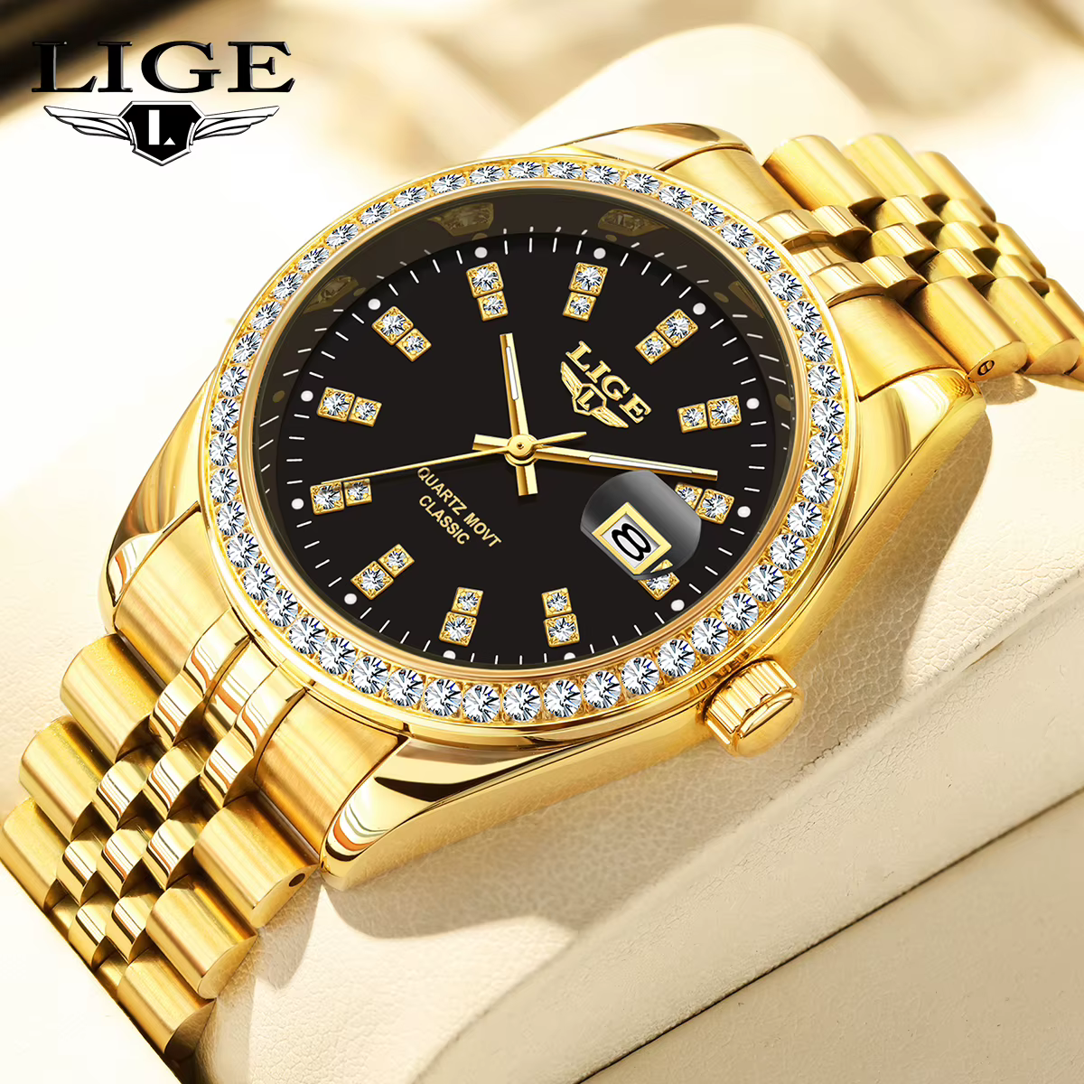 LIGE homme montre nouvelle mode Sport étanche Simple doré hommes montres Quartz horloge inoxydable Stap