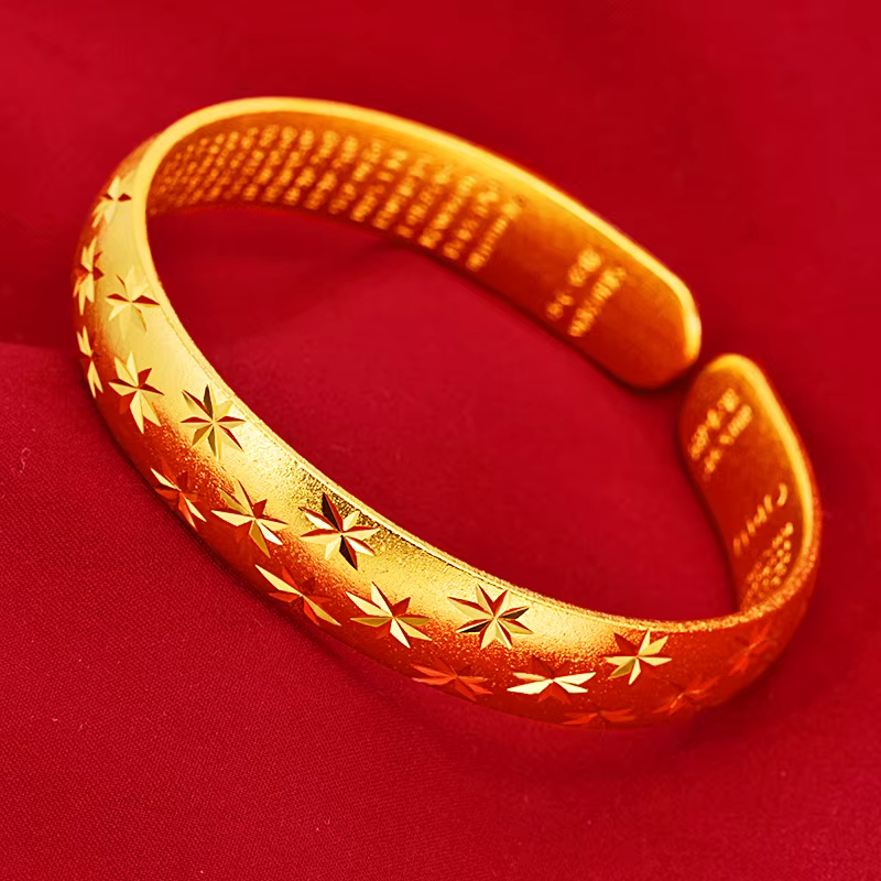 Bracelet en or jaune 24 carats pour femmes, élégant, pluie de météores, gypsophile, bijoux fins, cadeau d'anniversaire et de mariage