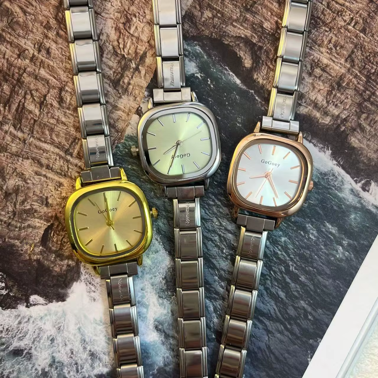 Montre à Quartz carrée pour hommes et femmes