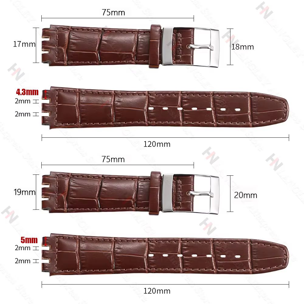 Bracelet de montre en cuir véritable pour Swatch