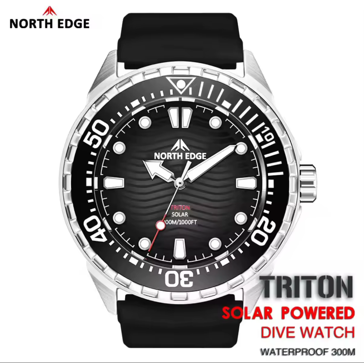 NORTH EDGE nouvelle montre de plongée à énergie solaire TRITON hommes montres à Quartz de luxe