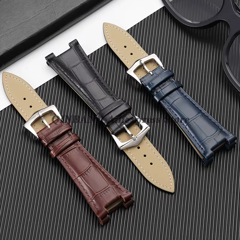 Bracelet de montre en cuir véritable pour hommes et femmes