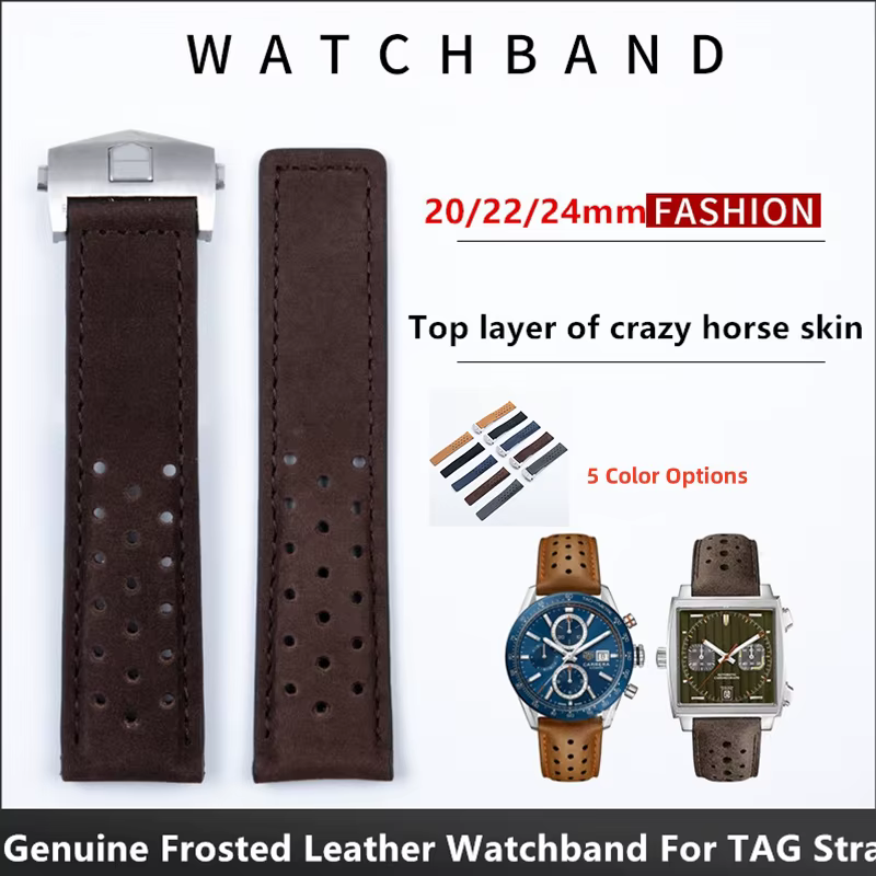 Bracelet de montre en cuir véritable souple et respirant