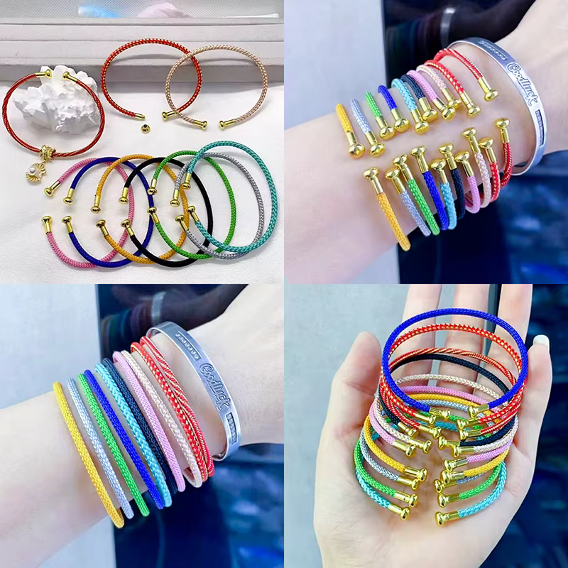 ZHUKOU fil de cuivre Bracelet à extrémité ouverte Vintage Hip Hop tissage