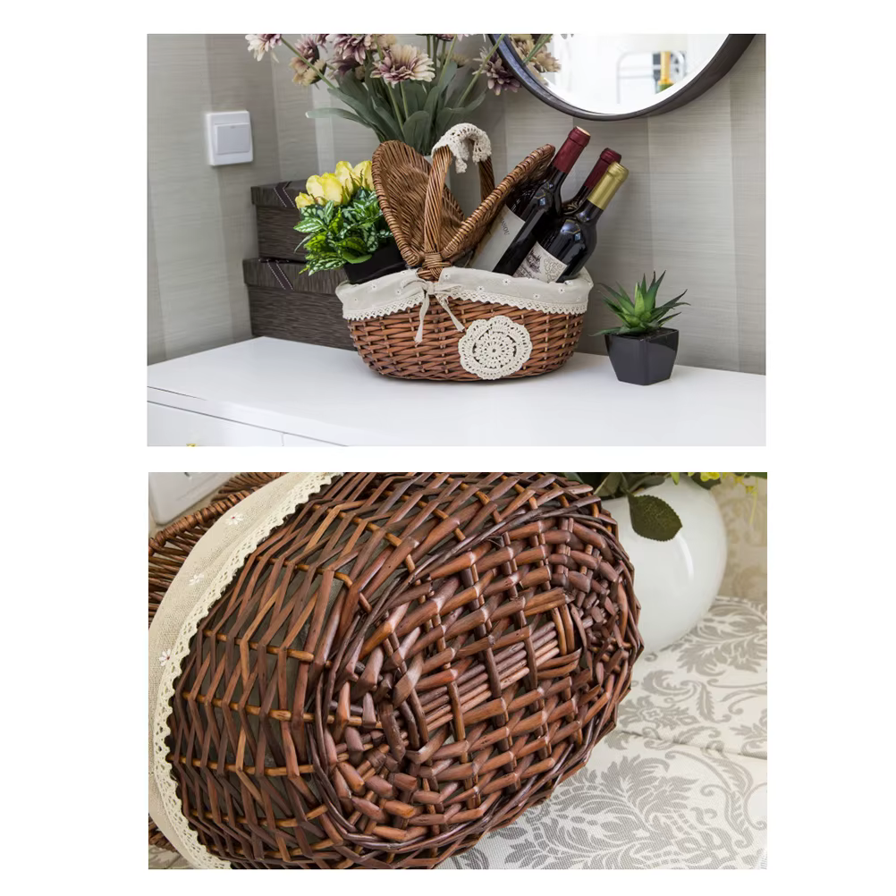 Mir de pique-nique fait à la main WUNICEF, sac de camping, panier de rangement avec couvercle, panier de nourriture, panier de fruits tissé